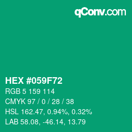 Farbcode: HEX #059F72 | qconv.com