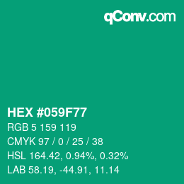 Code couleur: HEX #059F77 | qconv.com