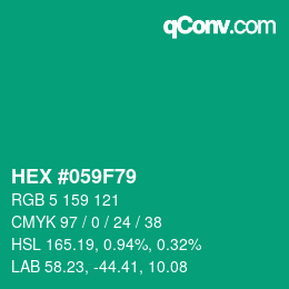カラーコード: HEX #059F79 | qconv.com