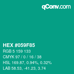 Color code: HEX #059F85 | qconv.com