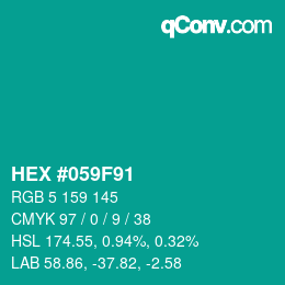 Code couleur: HEX #059F91 | qconv.com