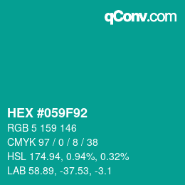 Color code: HEX #059F92 | qconv.com
