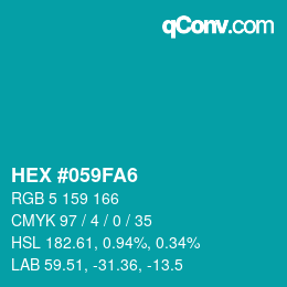 Código de color: HEX #059FA6 | qconv.com