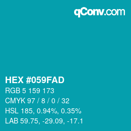 Color code: HEX #059FAD | qconv.com