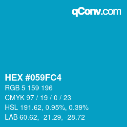 Code couleur: HEX #059FC4 | qconv.com
