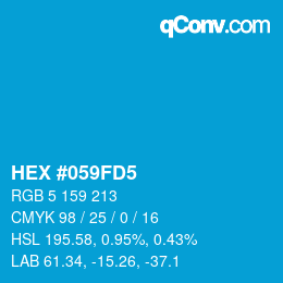 Code couleur: HEX #059FD5 | qconv.com