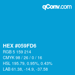 Color code: HEX #059FD6 | qconv.com