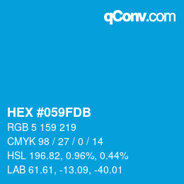 颜色代码: HEX #059FDB | qconv.com