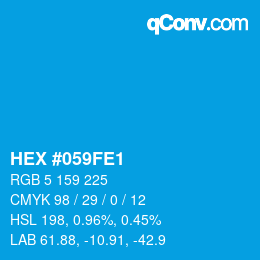 カラーコード: HEX #059FE1 | qconv.com