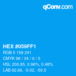 Code couleur: HEX #059FF1 | qconv.com