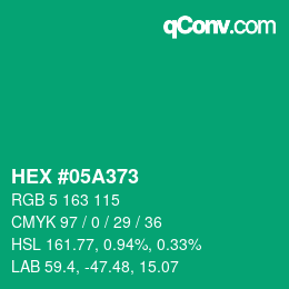 Farbcode: HEX #05A373 | qconv.com