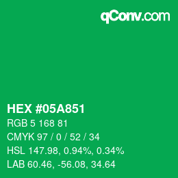 Color code: HEX #05A851 | qconv.com