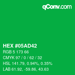 カラーコード: HEX #05AD42 | qconv.com