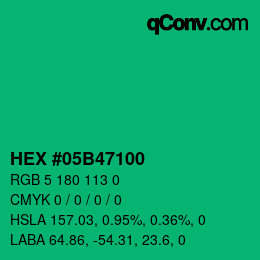 Color code: HEX #05B47100 | qconv.com