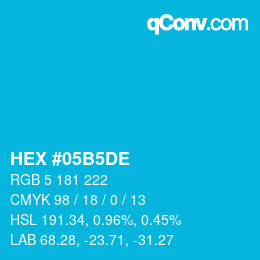カラーコード: HEX #05B5DE | qconv.com