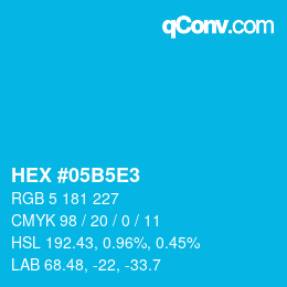 Código de color: HEX #05B5E3 | qconv.com