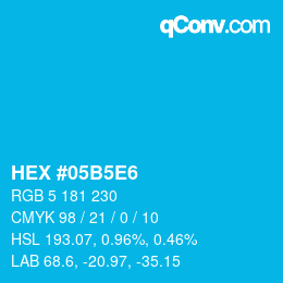 Color code: HEX #05B5E6 | qconv.com