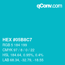 Color code: HEX #05B8C7 | qconv.com