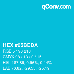 Color code: HEX #05BEDA | qconv.com