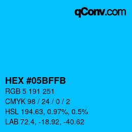 颜色代码: HEX #05BFFB | qconv.com