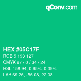 Color code: HEX #05C17F | qconv.com
