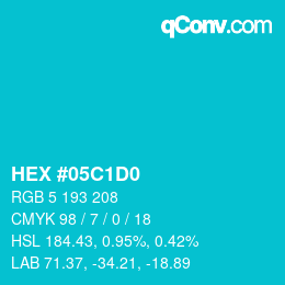 颜色代码: HEX #05C1D0 | qconv.com