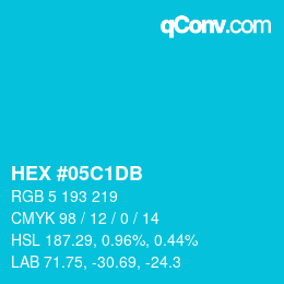 Color code: HEX #05C1DB | qconv.com