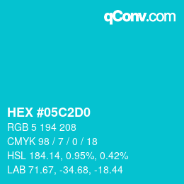 颜色代码: HEX #05C2D0 | qconv.com