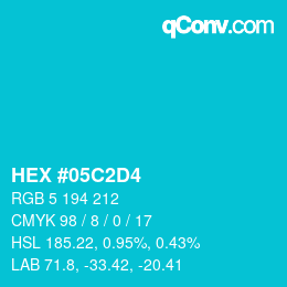 颜色代码: HEX #05C2D4 | qconv.com