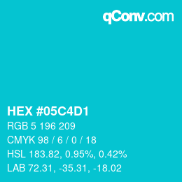 颜色代码: HEX #05C4D1 | qconv.com