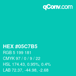 Color code: HEX #05C7B5 | qconv.com