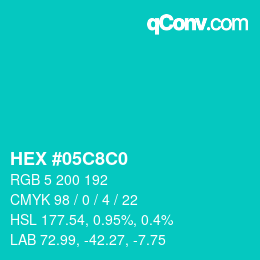 Color code: HEX #05C8C0 | qconv.com