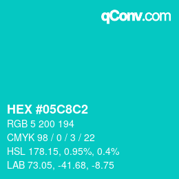 Color code: HEX #05C8C2 | qconv.com