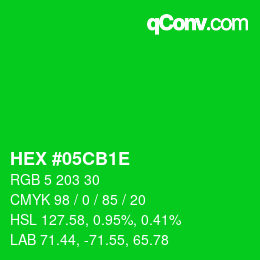 Color code: HEX #05CB1E | qconv.com