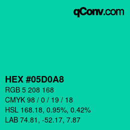 Color code: HEX #05D0A8 | qconv.com