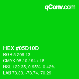 Color code: HEX #05D10D | qconv.com