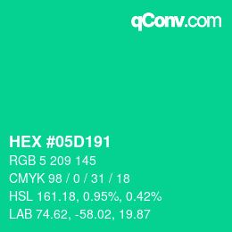 Color code: HEX #05D191 | qconv.com