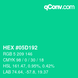 Color code: HEX #05D192 | qconv.com