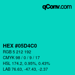 Color code: HEX #05D4C0 | qconv.com