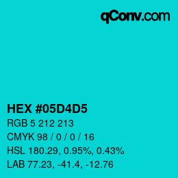 Color code: HEX #05D4D5 | qconv.com