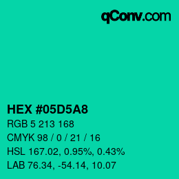 Color code: HEX #05D5A8 | qconv.com