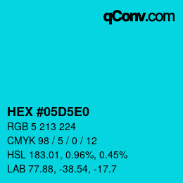 Color code: HEX #05D5E0 | qconv.com