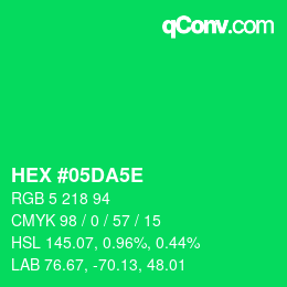 Farbcode: HEX #05DA5E | qconv.com