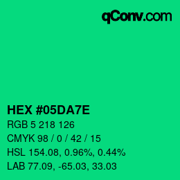 Color code: HEX #05DA7E | qconv.com