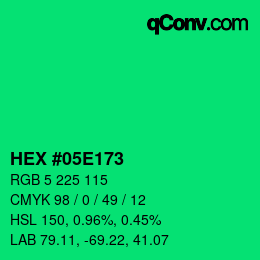 Code couleur: HEX #05E173 | qconv.com