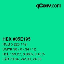 颜色代码: HEX #05E195 | qconv.com