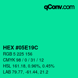 Color code: HEX #05E19C | qconv.com