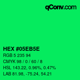 Código de color: HEX #05EB5E | qconv.com