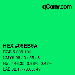 Color code: HEX #05EB6A | qconv.com