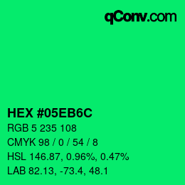 Color code: HEX #05EB6C | qconv.com